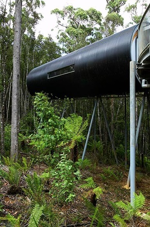 Dismal Swamp Tourist Facility at Dismal Swamp, NW Tasmania. Featuring curves made from COLORBOND® steel in profile LYSAGHT CUSTOM ORB® in colour Night Sky®
